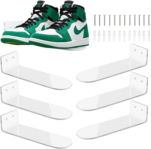 6 Pack Floating Shoe Shelves Acrylic